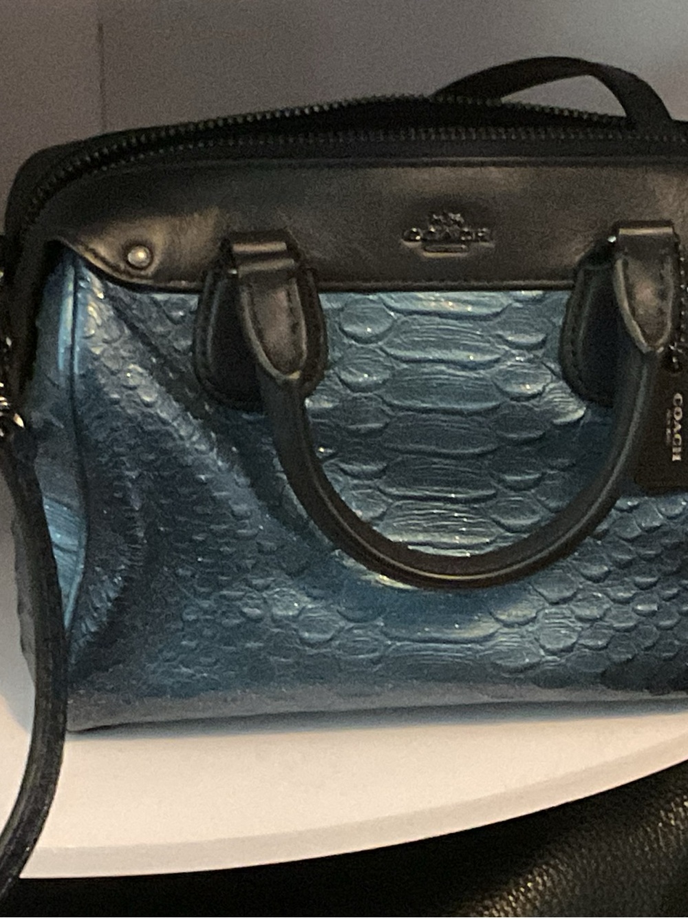 Coach Blue Textured Mini Satchel